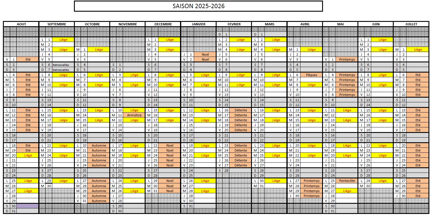 calendrier 2025-2026